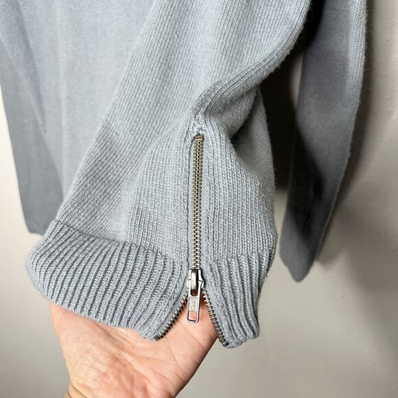 The White Company Mock Neck Cashmere Blend Sweater Gray Size 6 - Picture 2 of 6